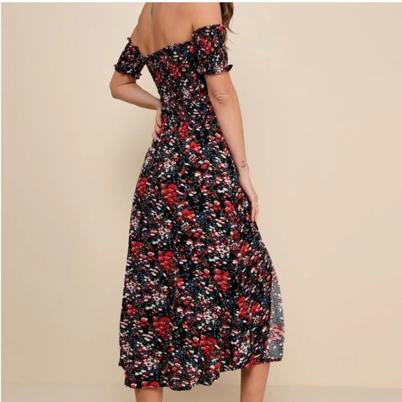 Lulus view from the meadow floral print off the shoulder smocked bodice dress - Picture 3 of 9